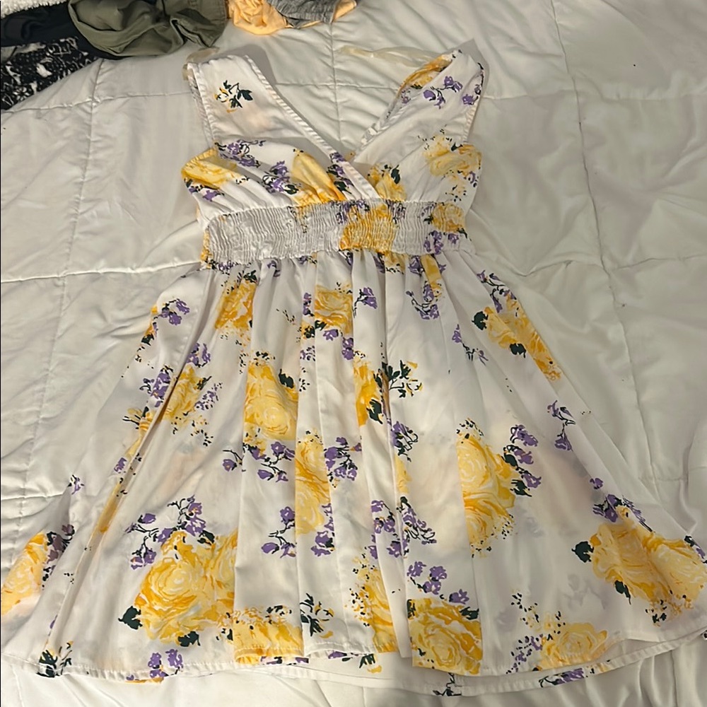 Cream Sundress with Scoop Neck and Flared Skirt